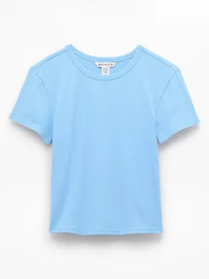 New Athleta S Signature Rib Crop Tee Breeze Blue Small Regular thumbnail 7