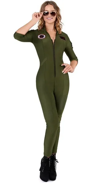 Spooktacular Creations Womens Pilot Flight Suit Jumpsuit Halloween Costume SMALL thumbnail 1