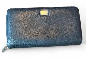 Dolce & Gabbana Black Leather Zip Around Long Wallet Italy D&G Read Description thumbnail 1