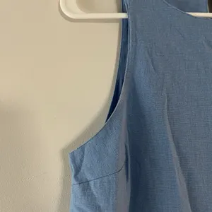 Abercrombie Light Blue High-Neck Linen-Blend Mini Dress Size Small thumbnail 7