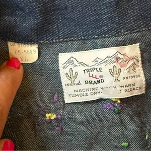 Vintage Triple LLL Brand Denim Western Embroidered Pearl Snap Long Sleeve Sz XL thumbnail 7