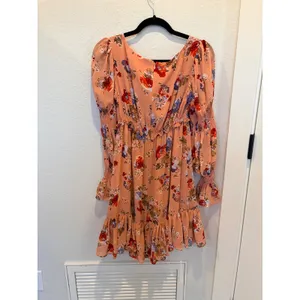 Cinq a Sept Simone Georgette Floral Mini Dress Peach Pink Size 4 thumbnail 5