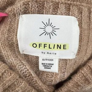 Offline By Aerie Size XS Ribbed Cropped Sweater Hoodie Brown Ombré Long Sleeve thumbnail 4