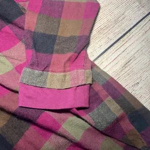 Blair Plaid Flannel Tunic Top Embroidered Pink Brown Green Womens S Fall‎ Blouse thumbnail 4