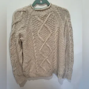 J. Crew NWT Chunky Cable Knit‎ Beaded Sweater Tan XL Merino Wool Blend thumbnail 5