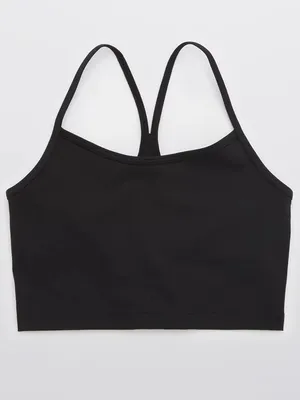 Aerie OFFLINE The Hugger Longline Racerback Sports Bra Black Small thumbnail 4