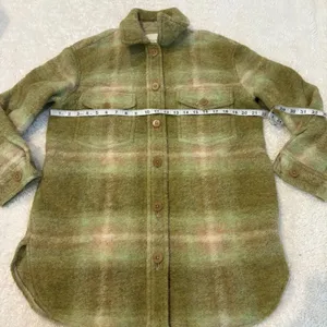 Aritzia Wilfred Ganna Plaid Jacket Wool Blend Green M Preppy College Chic Glam thumbnail 3