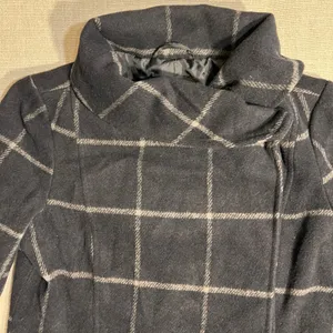 Coffee Shop New York Women's Navy‎ Plaid Asymmetrical Collar Jacket Size Small thumbnail 10