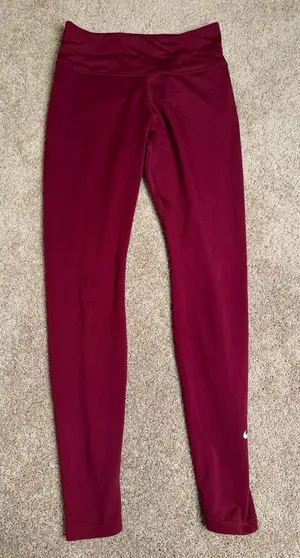 Nike Dri-FIT High‎ Rise Leggings Burgundy Wine Athletic Workout Pants Size Small thumbnail 1