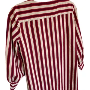 Zara Woman Burgundy Cream Striped Longline Wrap‎ Tunic Top XS thumbnail 15