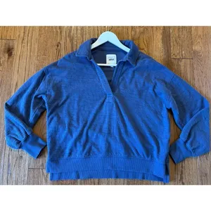 Aerie blue collared polo sweater cropped pullover size xs thumbnail 7