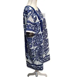 Lulus Fond of You Dress Blue White Embroidered Shift Lined Mini sz Large‎ NWT thumbnail 3