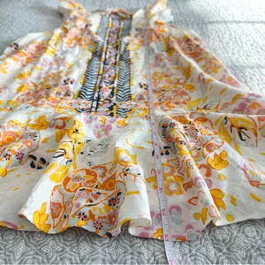 Free People Summer In Tulum Linen Mini Dress Tunic Ivory Floral Size M thumbnail 8