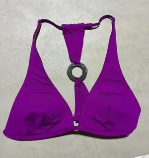 Victoria’s secret swim Purple Triangle Halter Bikini Top with Center Ring medium thumbnail 1
