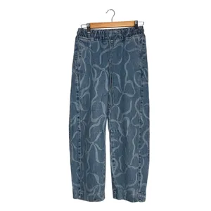 Damson‎ Madder Bow Print Denim Trousers Womens 6 Blue Excellent Barrel Leg Pants thumbnail 4