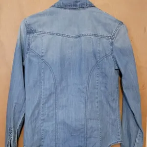 Snap Front Denim Shirt Womens Size XS Western Country Coastal Cowgirl Pockets thumbnail 2