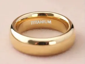 Men’s Titanium Steel Golden with Gloss Finish 6mm Band Size 12 NWT thumbnail 1