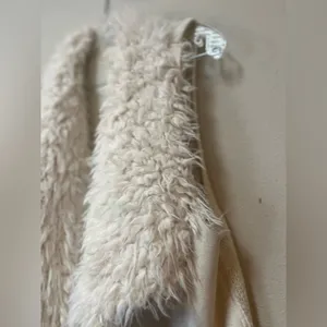 Miami Cream Faux Fur Waterfall Vest L 70s Boho Festival Penny Lane thumbnail 7