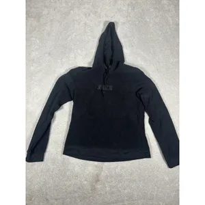 Nike Womens Y2K Black Pullover Hoodie Tonal Logo Fitted‎ NSW center swoosh thumbnail 4