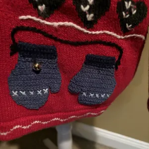 Quacker Factory Sweater VTG Cardigan Christmas Snowman Red Holiday Knit Medium‎ thumbnail 6