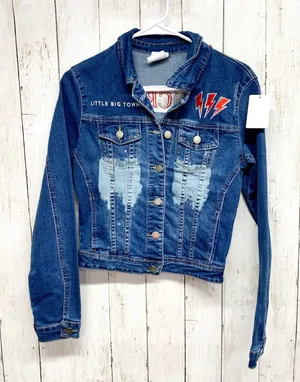 Little Big Town Girl Crush Denim Jacket‎ Women S Blue Distressed Concert Band S thumbnail 1