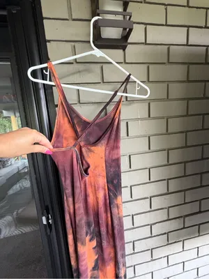 SHEIN Tie-Dye Maxi Dress in Orange and Purple thumbnail 2