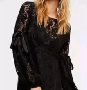 Free People dress Ruby Lace embossed black velvet no slip liner xs thumbnail 8