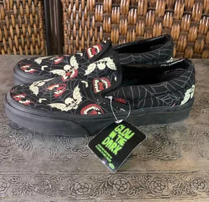 NWT Vans Black and Red Glow in the Dark Shoes Size 6.5 Women’s thumbnail 1