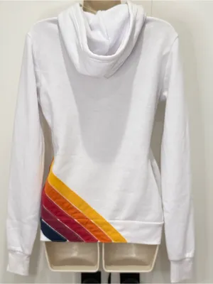 Aviator Nation Cross Stripe Pullover Hoodie XS White Rainbow Lounge Beachy Surf thumbnail 7