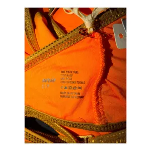 Aerie‎ Orange/Gold One Piece Cutout Swimsuit, Small thumbnail 6