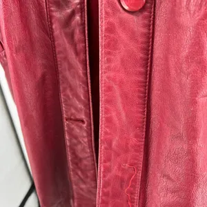 Pelle red leather M mid length trench vintage retro outdoor 70s 80s thumbnail 5