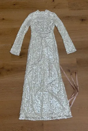 Meshki Sofia Long Sleeve Sequin Maxi Dress Size XS in White thumbnail 1