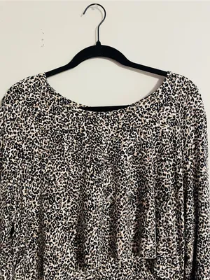Old Navy Maternity Dress XL Animal Leopard Print Long Sleeve MIDI Nursing Flap thumbnail 4
