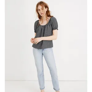 Madwell Texture and Thread peasant top in stripe thumbnail 2