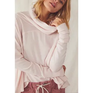 Free People Cozy Time Funnel Slouchy Top Baby Pink Barbie We The Free Size XS thumbnail 7