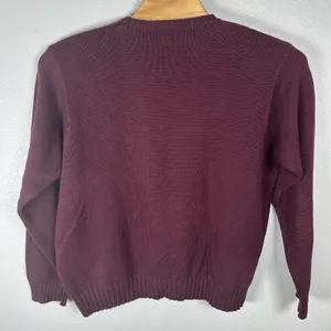 Lauren Ralph Lauren Sweater Womens Size XL Wine Cotton Knit Crest Logo Pullover thumbnail 4