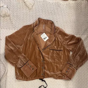 NEW Womens Free People Tan Corduroy Teddy Jacket L thumbnail 2