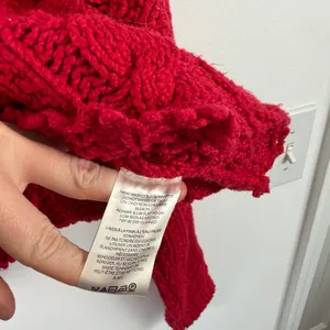 Free People Cutting Edge Cable Knit Sweater Cranberry Red 100% Cotton Womens Sm thumbnail 5