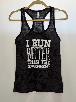 I Run Better Than The Government Running Racerback Tank Top Size Medium thumbnail 2