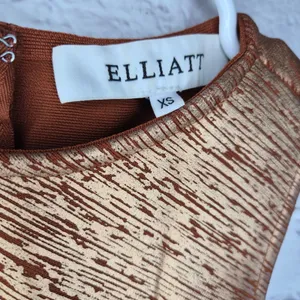 ELLIATT Rhian Metallic Ruched Mini Dress Rust Copper Bronze Bodycon XS Cocktail thumbnail 8