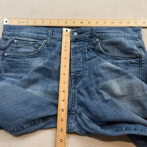 7 For All Mankind | Straight Blue Jeans Standard Fit‎ Raw Hem | Women's 33 thumbnail 5