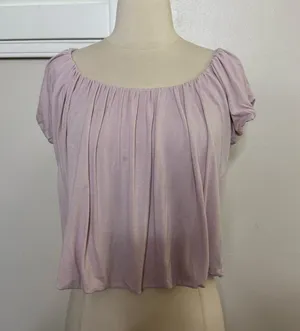 Express Size Extra Small (XS) blush pink Gathered Neck Puff Sleeve Blouse thumbnail 1