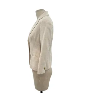 Burberry‎ London Suit Blazer Linen Blend Tan Cream Beige Size 38 US 4 thumbnail 7