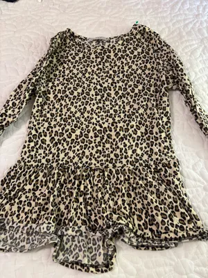 Cheetah print long sleeve peplum blouse Multiple Size XS thumbnail 2