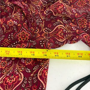 Max Studio Burgundy Tiered Shift‎ Floral Print Smocked Paisley Dress Medium EUC thumbnail 6