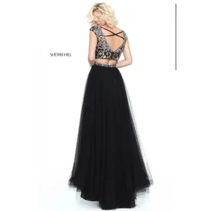 Sherri Hill‎ 51166 Black Beaded Two Piece Gown Size 4 NWT thumbnail 2