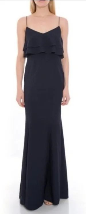 Love, LIkely Navy Blue‎ Sleeveless Layered Ruffle Evening Gown Size 4 thumbnail 1