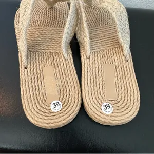 New. Braided Linen Flip Flops Summer Beach Sandals thumbnail 4