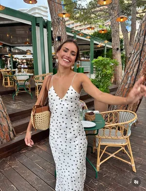 Zara Elegant Polka Dot satin effect Slip maxi Dress thumbnail 11