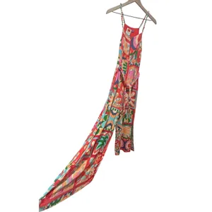 Farm Rio Anthropologie Cutout Halter Jumpsuit Med Brazilian Tropical Bold Print thumbnail 6
